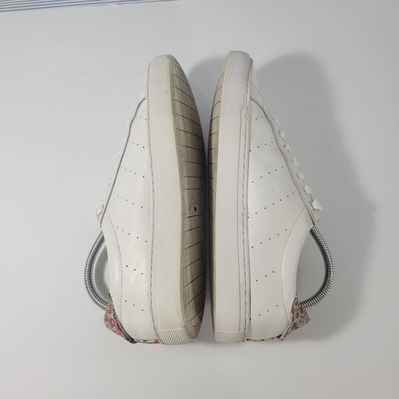 J Crew Saturday White Leather With Flower Print Sneakers Women's Size 9 - Picture 6 of 11